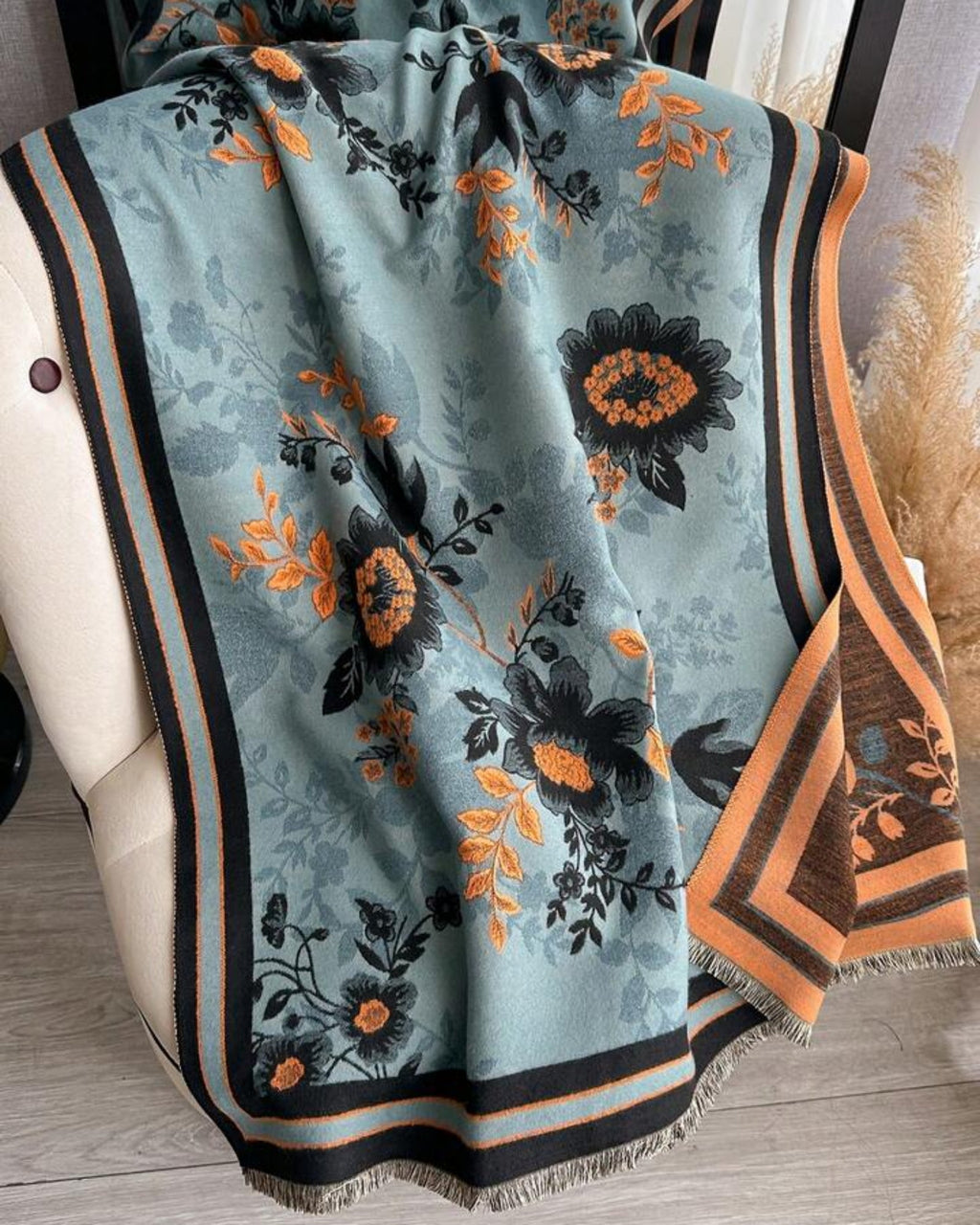Reversible Oversized Floral Shawl
