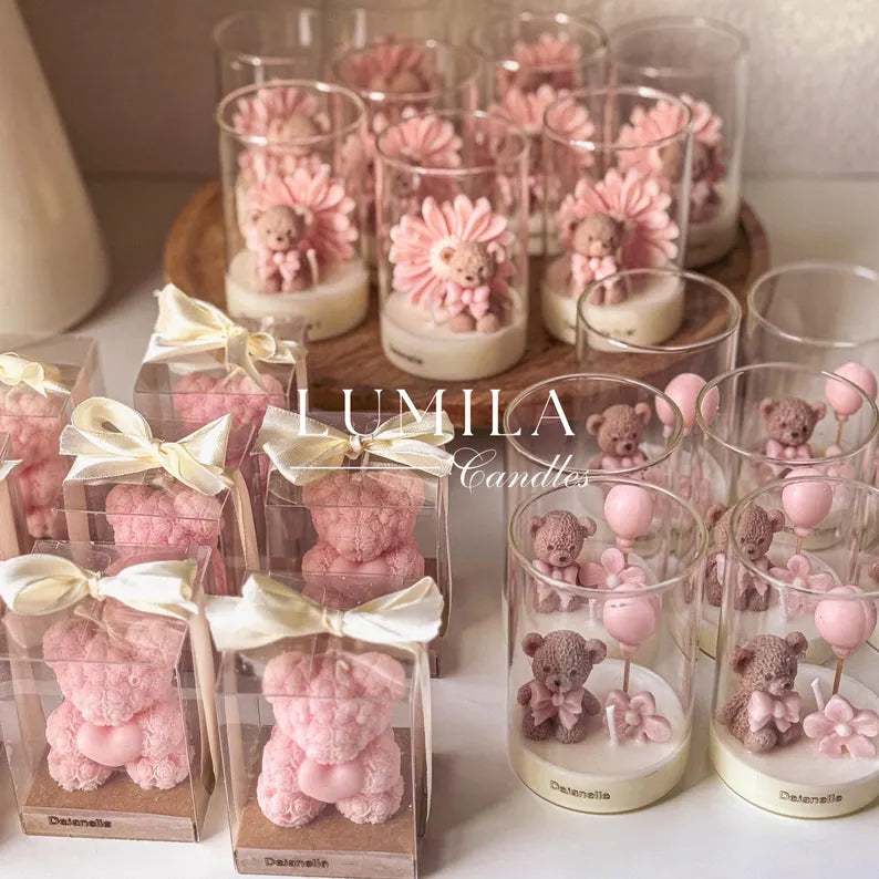 3D Teddy Candles /4 Set